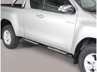 Misutonida Schwellerrohre - 1 Paar, mit Design Trittauflage, oval - schwarz - Hilux E/C 2016-