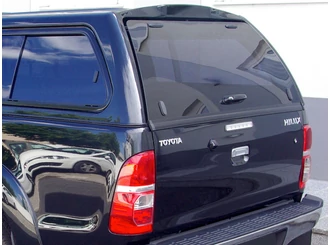Toyota Hilux gyári (Aeroklas) keménytető alkatrész - Hátsó üveg párátlanító nélkül, sötétített, komplett - Toyota 2005-2015