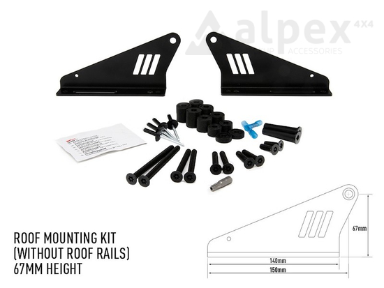Lazer Lamps Roof mounting kit, without roof rails - 67mm height