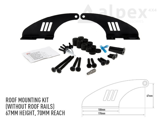 Lazer Lamps Roof mounting kit, without roof rails - 67mm height, 70mm reach