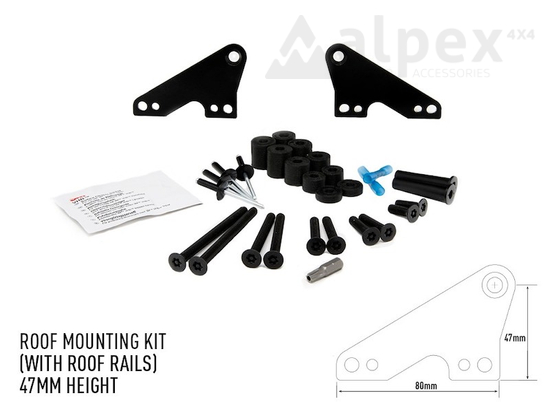 Lazer Lamps Roof mounting kit, for roof rails - 47mm height