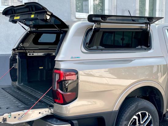 Aeroklas Stylish felépítmény - jobb felnyitható, bal kipattintható oldalüveg - PN4GD conquer grey - Ford Raptor D/C 2023-